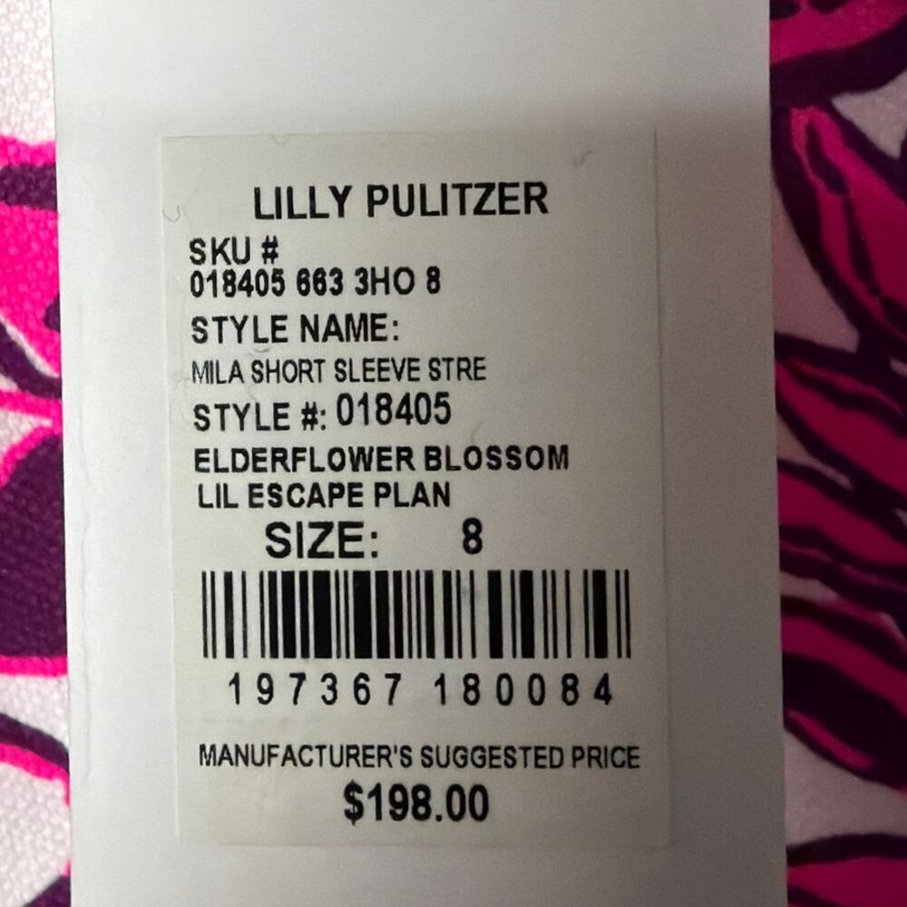 Lilly Pulitzer Mila Dress Pink White 8 NWT Floral Sheath Spring Preppy Coastal - Picture 11 of 11